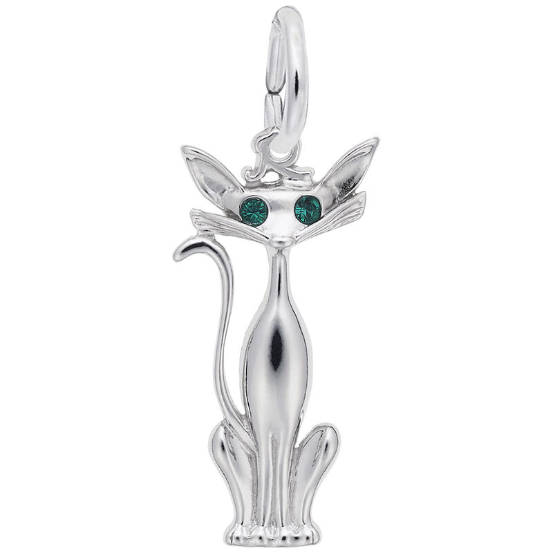 Siamese Cat Charm in 14K White Gold image number null