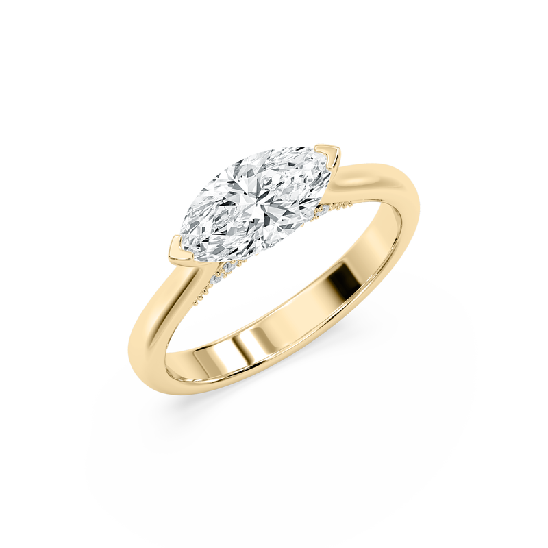 Marquise Lab Grown Diamond 3ctw. East West Diamond Bridge Solitaire Engagement Ring in 14k Yellow Gold image number null