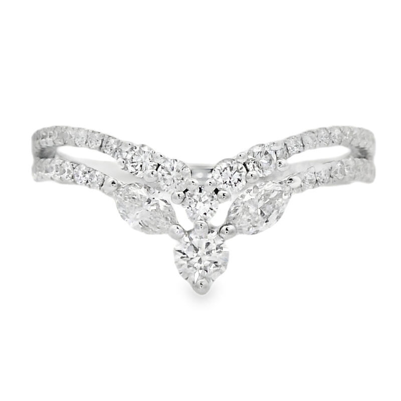 Diamond 5/8ctw. Marquise Contour & 14k White Gold Anniversary Ring image number null