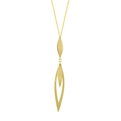 Triple Marquise Plate Fashion Lariat Necklace in 14k Yellow Gold