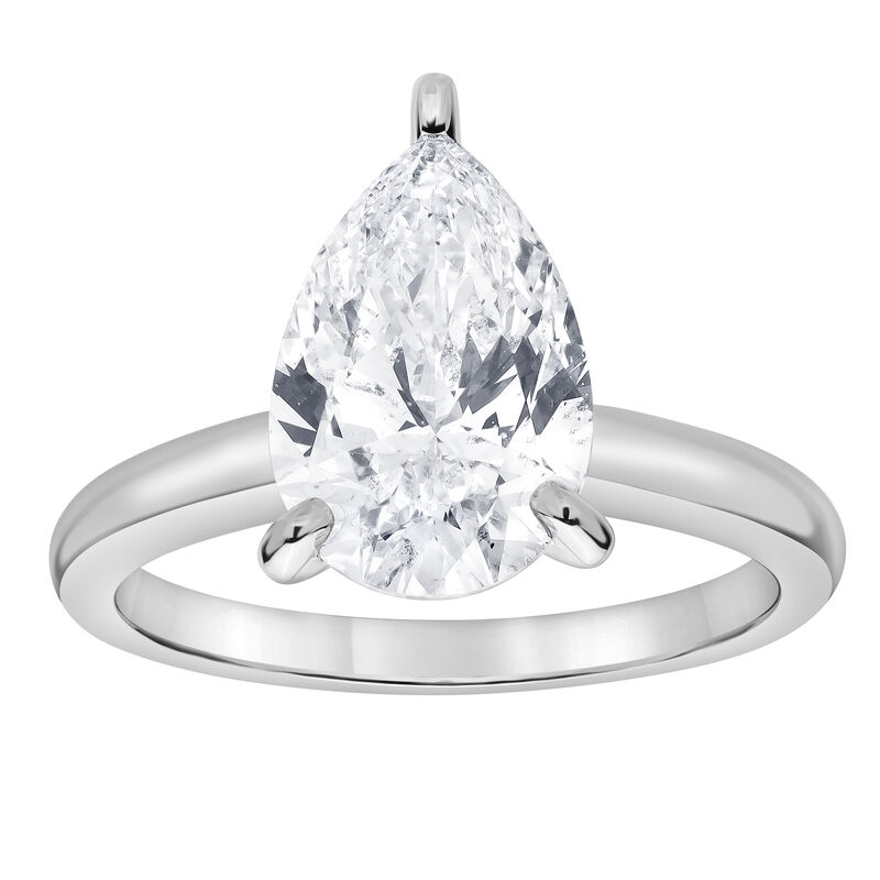 Pear-Shaped Lab Grown 3ct. Diamond Certified GH VS SI Solitaire Engagement Ring in 14k White Gold image number null
