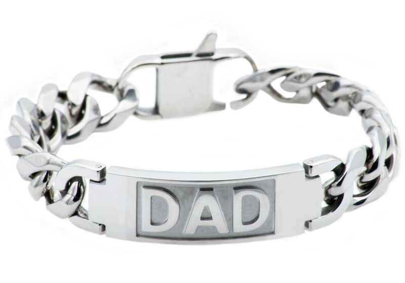 "Dad" 8.5" Bracelet in Stainless Steel image number null