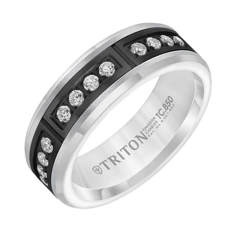 Triton Men's Diamond White Tungsten Carbide Band image number null