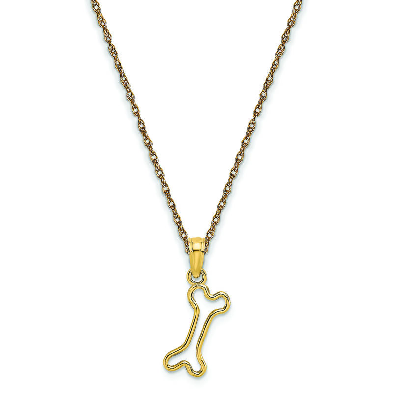 Cut-Out Mini Dog Bone Pendant in 14k Yellow Gold image number null