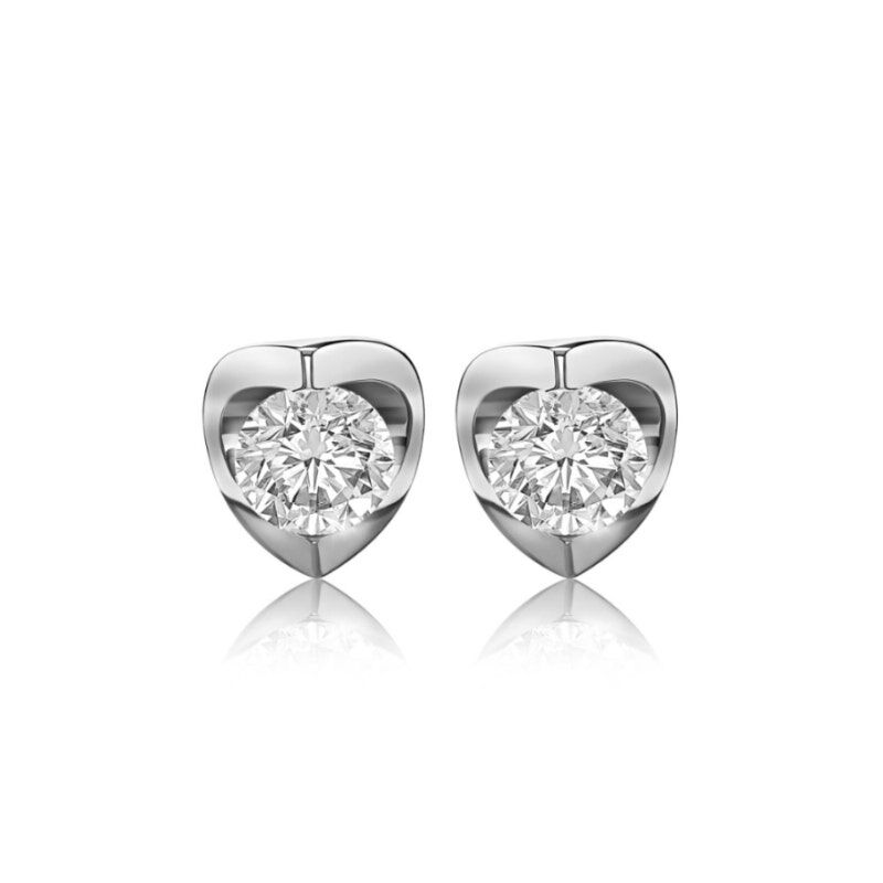 Brilliant-Cut 1/4ctw. Diamond Tension-Set Solitaire Earrings in 14k White Gold image number null