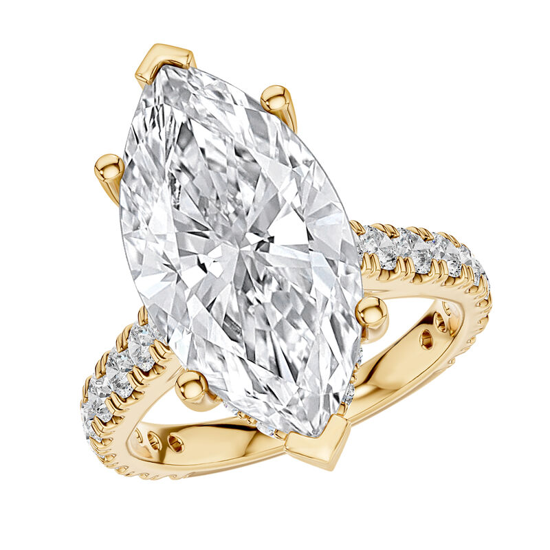 Marquise Lab Grown Diamond 6ctw. Hidden Halo Engagement Ring in 14k Yellow Gold image number null