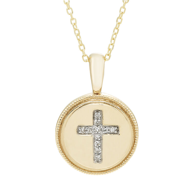 Diamond Cross Pendant in 14k Yellow Gold image number null