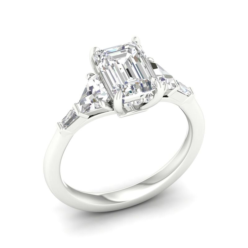 Emerald-Cut Lab Grown 2.92ctw. Diamond Three-Stone Engagement Ring in 14k White Gold image number null