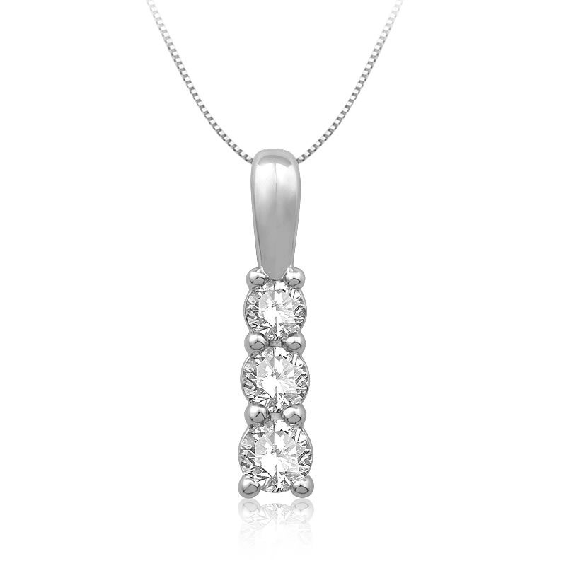 Three-Stone ¼ct. t.w. Diamond Pendant in 10k White Gold image number null