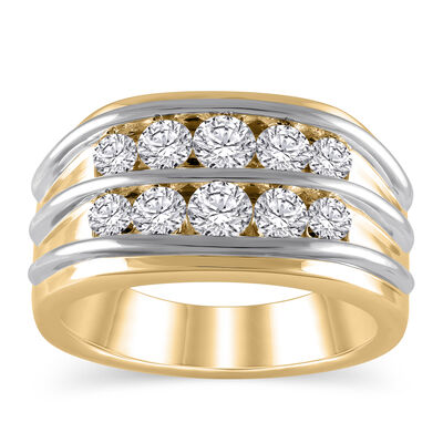 Men's 1/2ctw. Diamond & 10k Two Tone Gold Wedding Ring