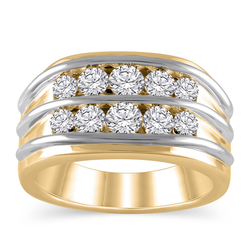 Men's 1 1/2ctw. Diamond 10 Stone Ring in 10k Yellow & White Gold image number null