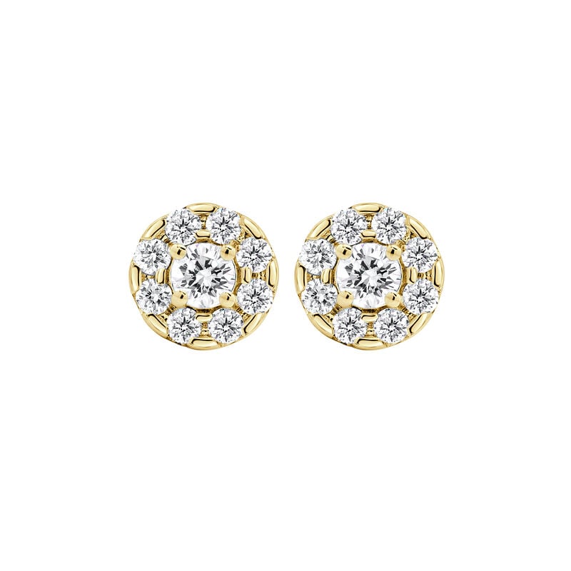 Lab Grown Diamond 1/4ctw. Single Halo Stud Earrings in 14k Yellow Gold image number null