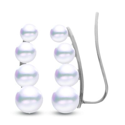 Freshwater Pearl Ear Climbers in 10k White Gold
