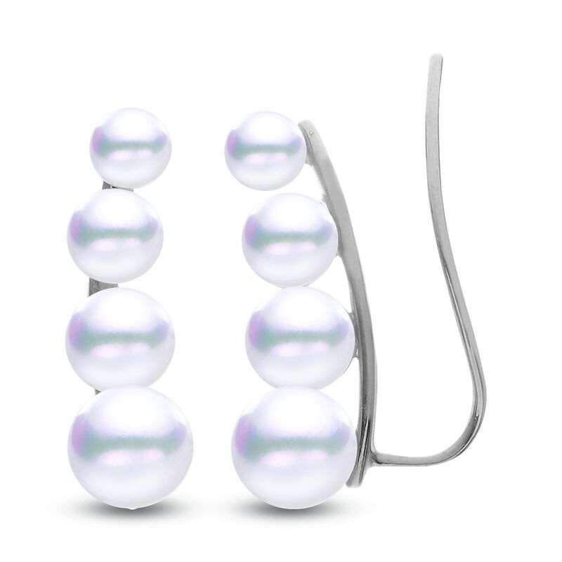 Freshwater Pearl Ear Climbers in 10k White Gold image number null
