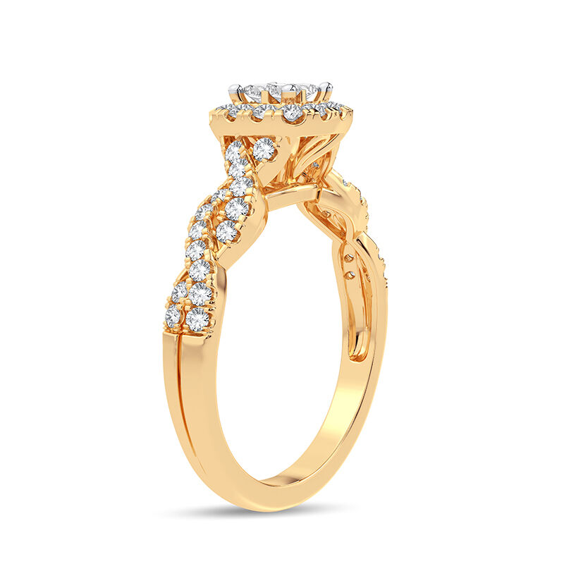 Calla. Princess-Cut Quad Diamond Twist Engagement Ring in 14k Yellow Gold image number null