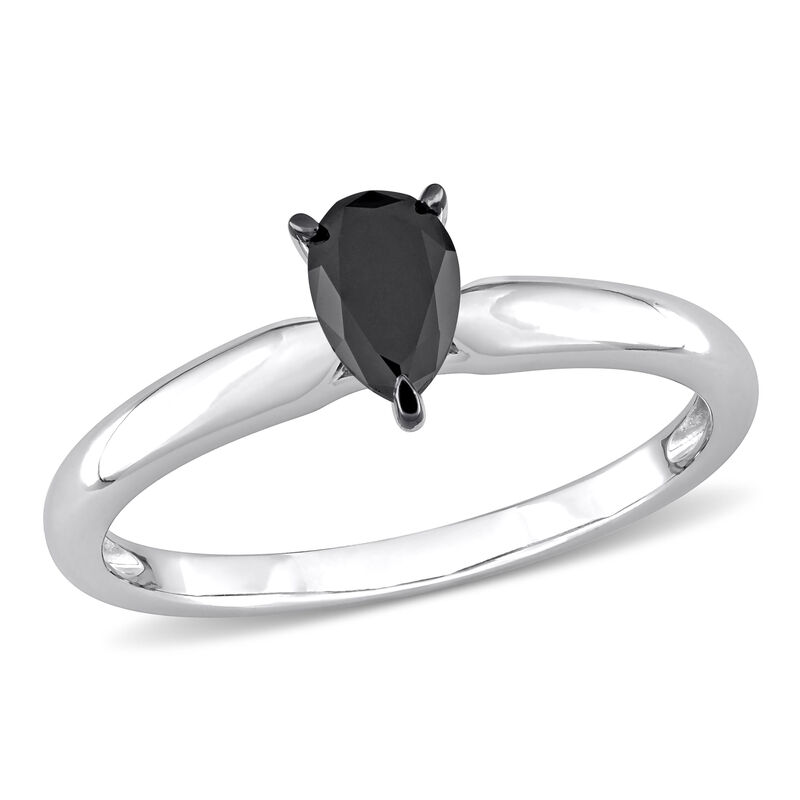  Pear-Shaped 1/2ctw. Black Diamond Solitaire Engagement Ring in 14k White Gold image number null