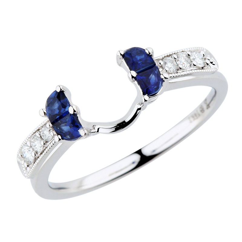 Blue Sapphire & Diamond Wrap in 14k White Gold image number null