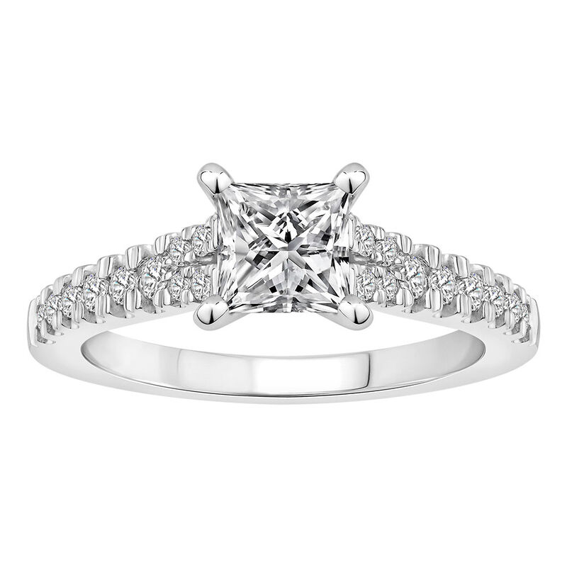 Lab Grown Princess-Cut 1 1/4ctw. Diamond Split Shank Engagement Ring in 14k White Gold image number null