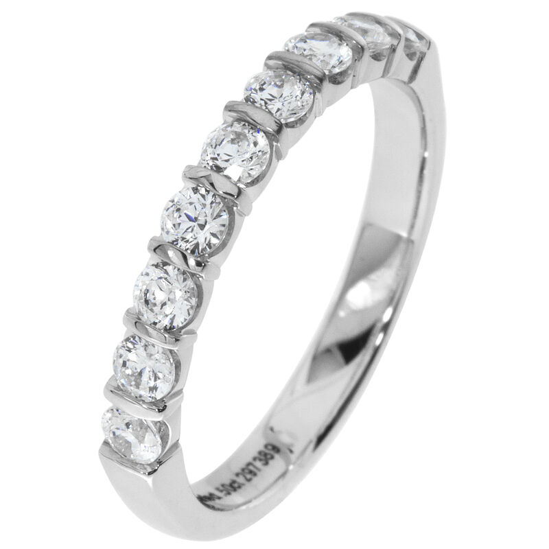 Ladies' 9-Stone 1/2ctw. Bar-Set Diamond Wedding Band in 14K White Gold (FG, VS1-VS2) image number null