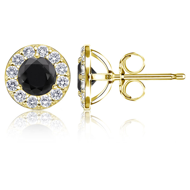 Black Diamond 1½ ct. t.w. Halo Stud Earrings in 14k Yellow Gold image number null