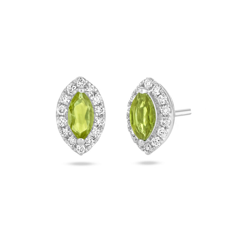 Marquise Peridot Halo Lab Grown Diamond Earrings in Sterling Silver image number null