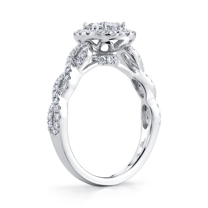 Shy Creation Oval-Shaped 7/8ctw. Diamond Halo Twist Engagement Ring in 14k White Gold image number null