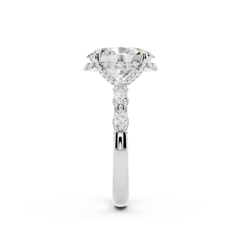 Oval Lab Grown Diamond 3 1/2ctw. Hidden Halo Engagement Ring in 14k White Gold image number null