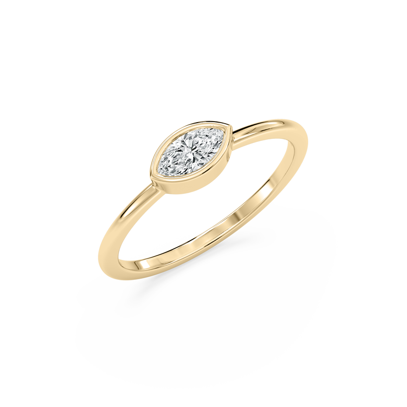 Marquise Lab Grown Diamond East West Bezel Petite Solitaire Engagement Ring in 10k Yellow Gold image number null