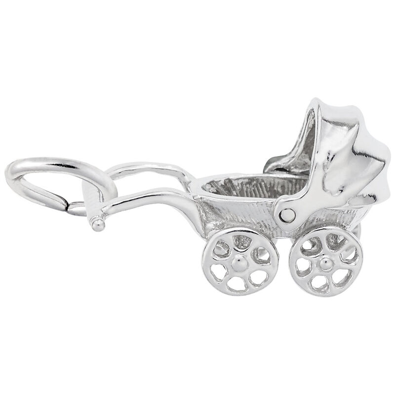 Baby Carriage Charm in 14K White Gold image number null