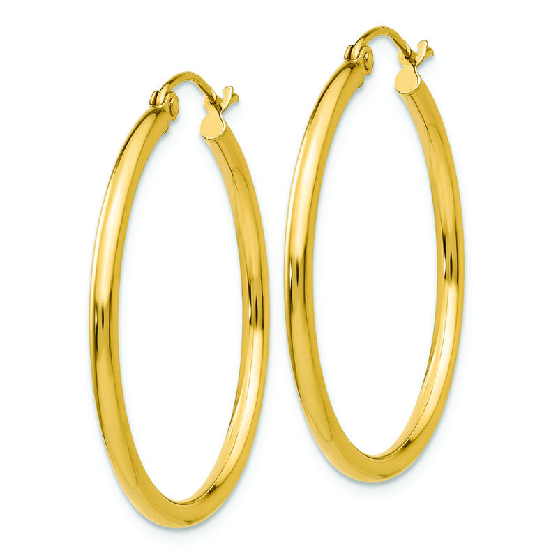 2x30mm Lightweight Tube Hoop Earrings in 14k Yellow Gold image number null
