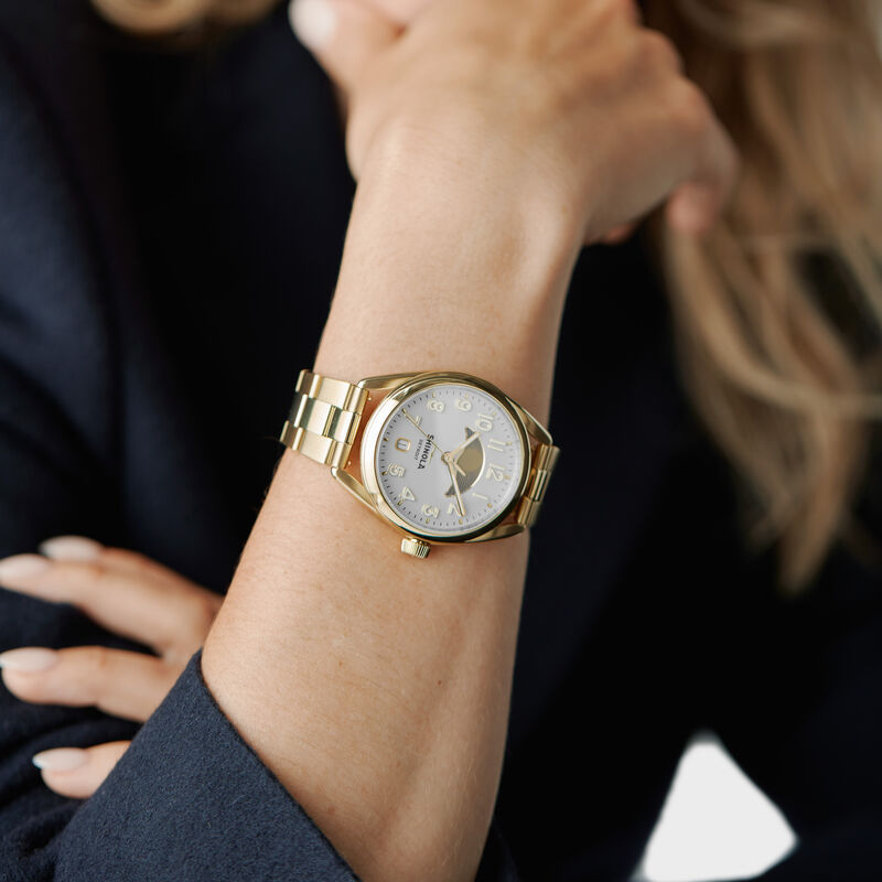 Shinola Ladies' Derby Day-Night White Dial Yellow PVD 38mm Watch S0120275531 image number null