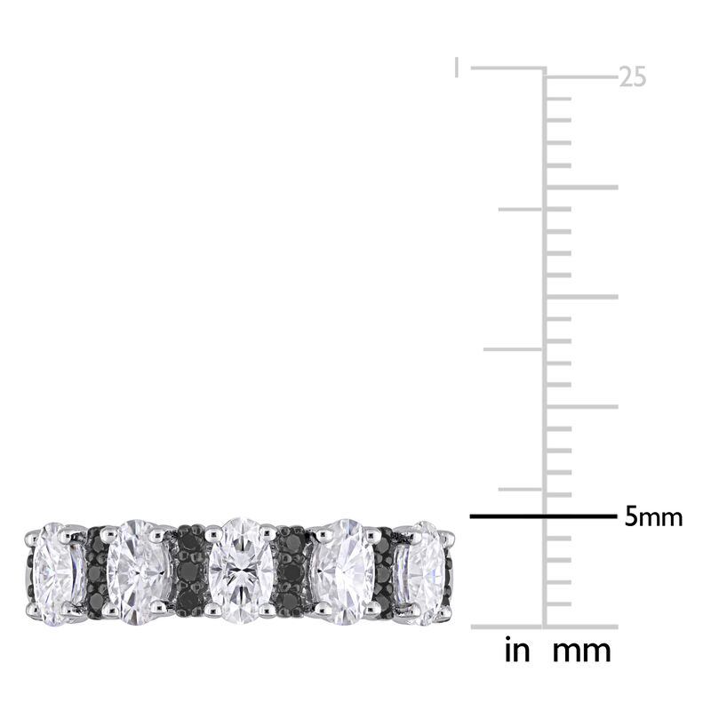 Black 1/6ctw. Diamond & Created Moissanite 5 Stone Ring in 10k White Gold image number null