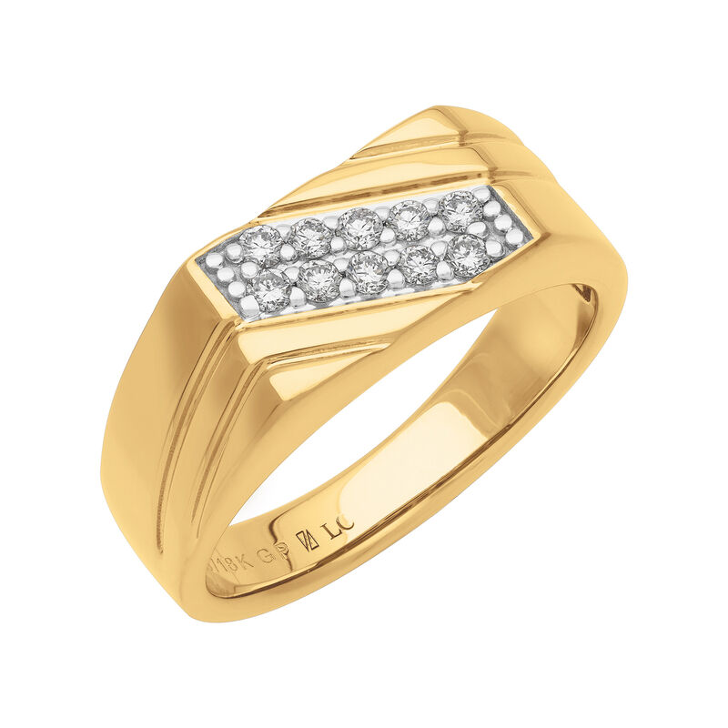 Men's Lab Grown 1/4ctw. Diamond Flat Band in 18k Yellow Gold Plated Sterling Silver image number null