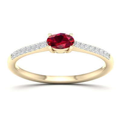 Oval Ruby Classic Ring in 10k Yellow Gold