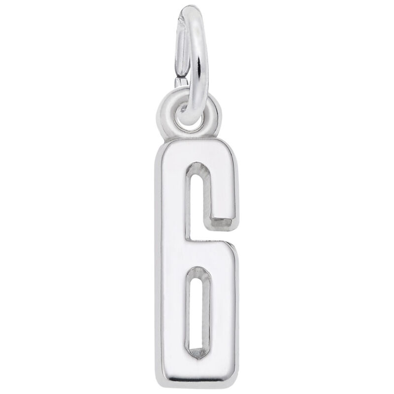 Number 6 Charm in Sterling Silver image number null