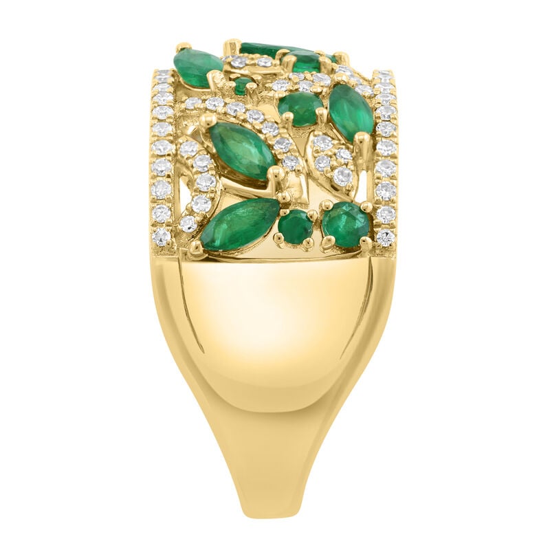 EFFY Emerald & Diamond Band in 14k Yellow Gold image number null