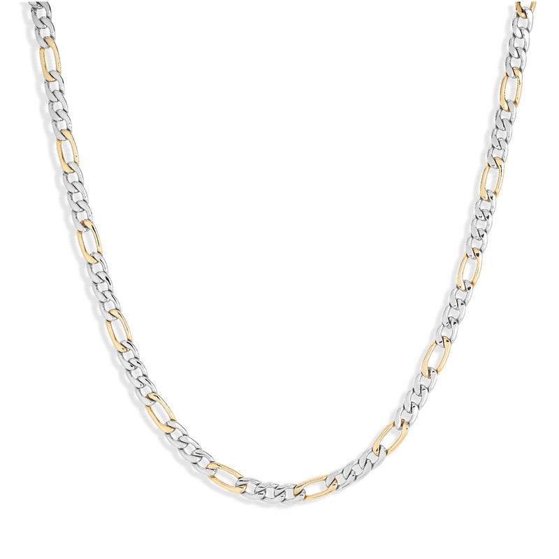 Figaro 24" Chain 7mm in White & Yellow Stainless Steel image number null