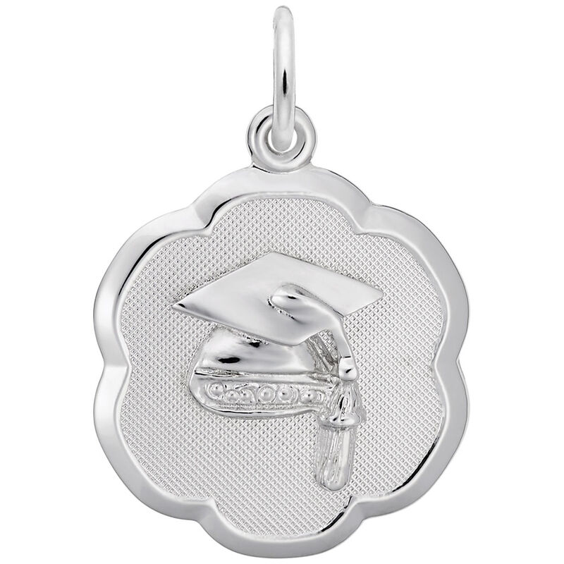 Graduation Charm in 14K White Gold image number null