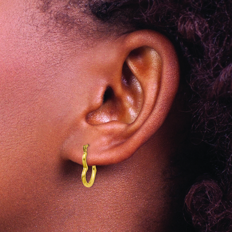 Heart Hoop Earrings in 10k Yellow Gold image number null