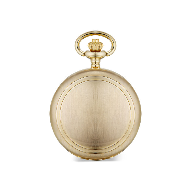 Burshed Goldtone Skeleton Dial Pocketwatch in Stainless Steel  image number null