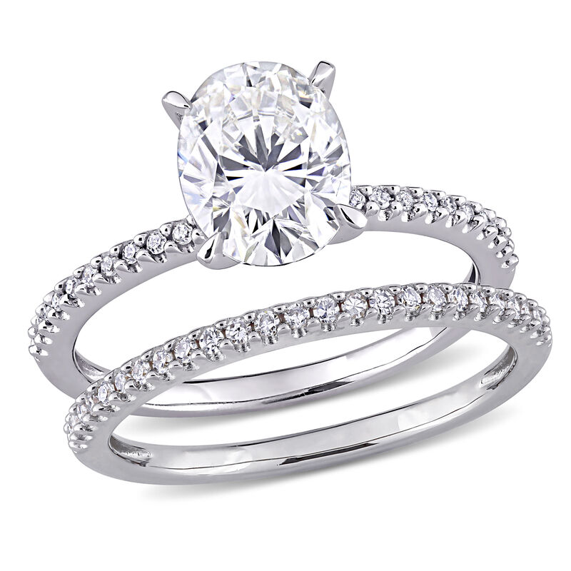 Created Moissanite 2ctw. Solitaire Bridal Set in Sterling Silver image number null