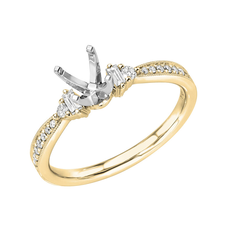 1/3ctw. Baguette & Brilliant-Cut Diamond Three-Stone Plus Engagement Setting in 14k Yellow Gold image number null