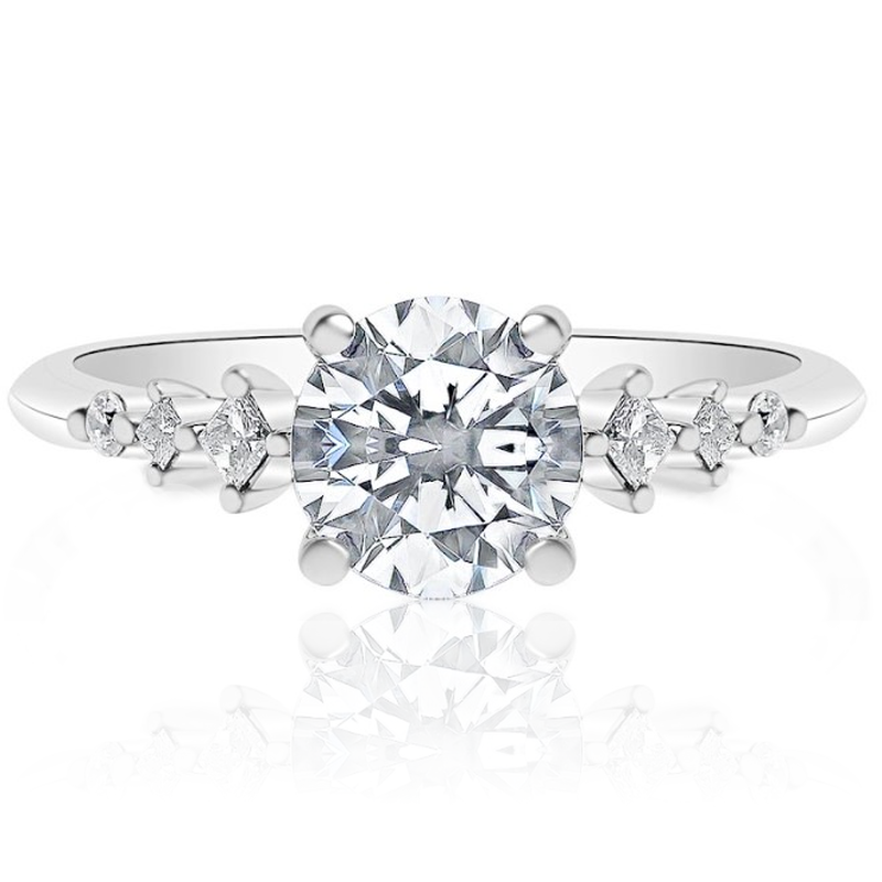 Princess-Cut 0.13ctw. Diamond Engagement Ring Setting in 14k White Gold image number null