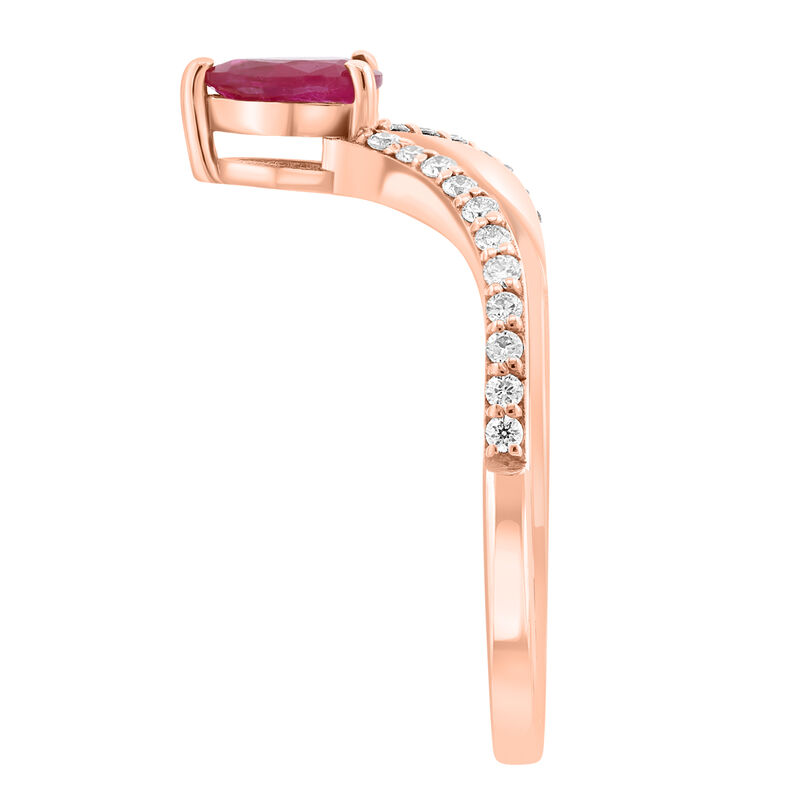 EFFY Ruby & Diamond V Ring in 14k Rose Gold image number null
