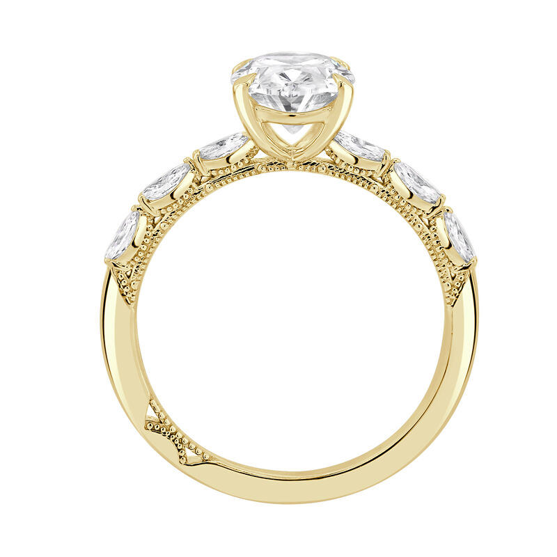 Oval-Cut Lab Grown 2 1/3ctw. Diamond With Horizontal Marquise-Cut Accents Engagement Ring in 14k Yellow Gold image number null