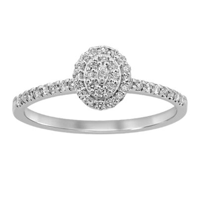 Diamond 0.25ctw Cluster Halo Ring in 10k White Gold