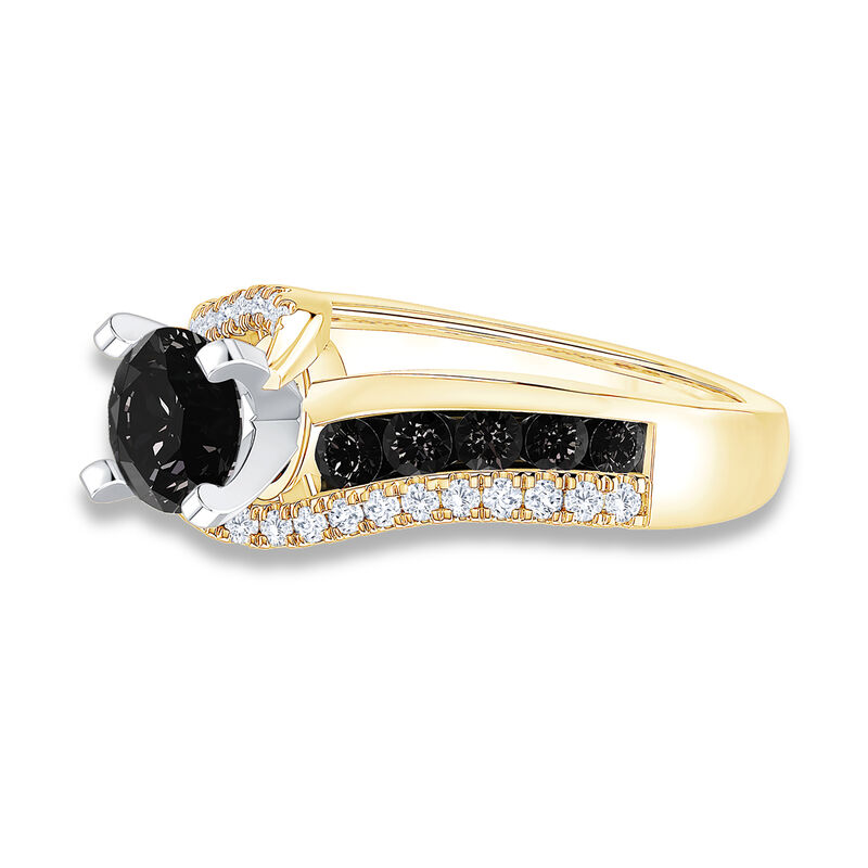 Brilliant-Cut 2.25ctw. Diamond Black and White Bypass Engagement Ring in 14k Yellow Gold image number null