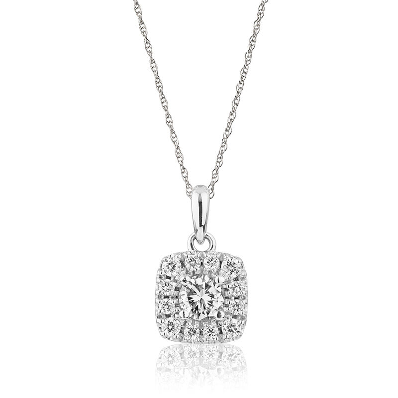 JK Crown® Diamond Halo Pendant in 14k White Gold image number null
