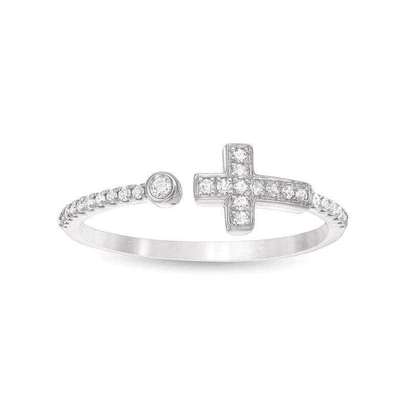 Diamond Cross Ring in Sterling Silver image number null