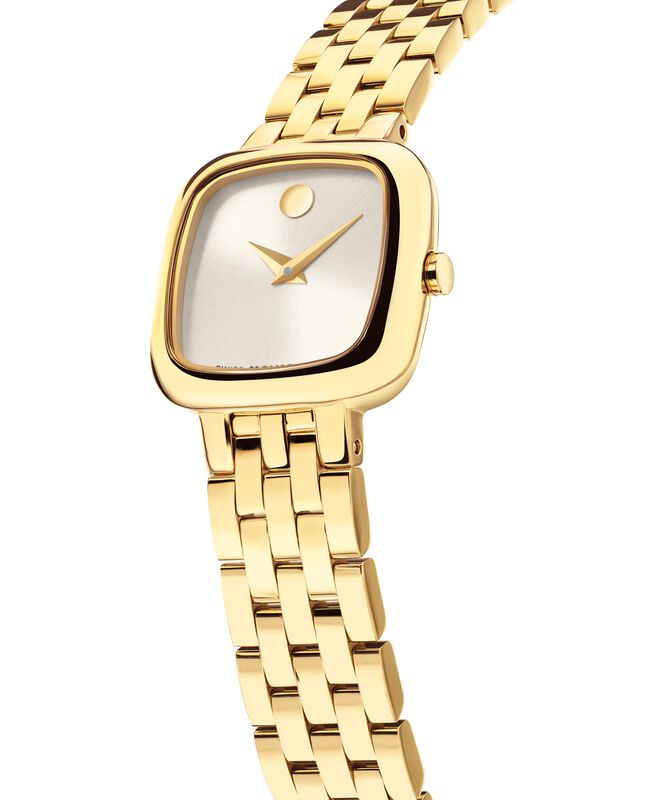 Movado Museum Mini Cushion Champagne Dial Yellow Gold Tone 608095 image number null